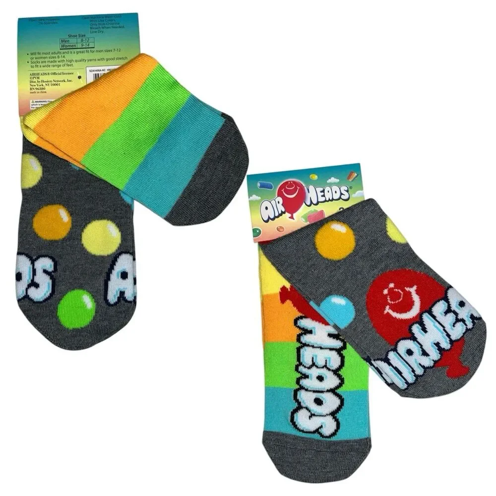 1x Airheads Candy Low Cut Novelty Adult Socks One Size 2 Pairs